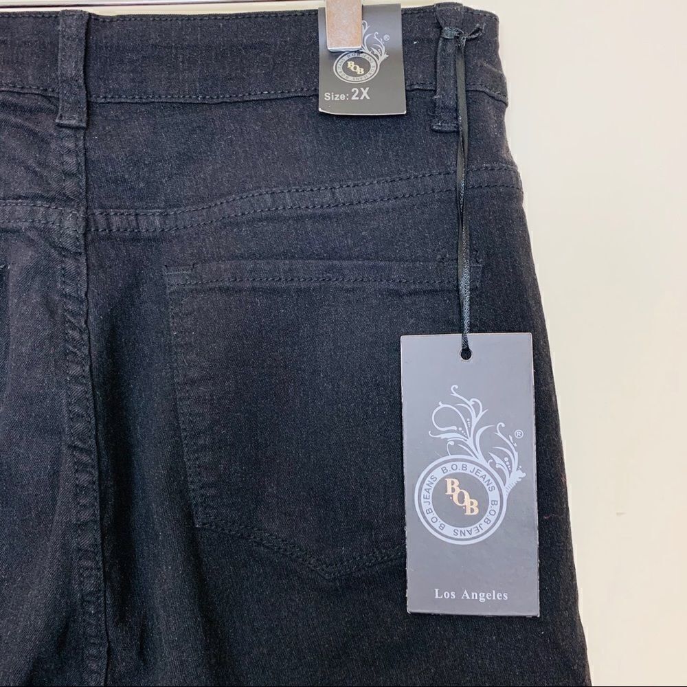 B.O.B Black Distressed Stretch Skinny Jean, 2X - Picture 4 of 8
